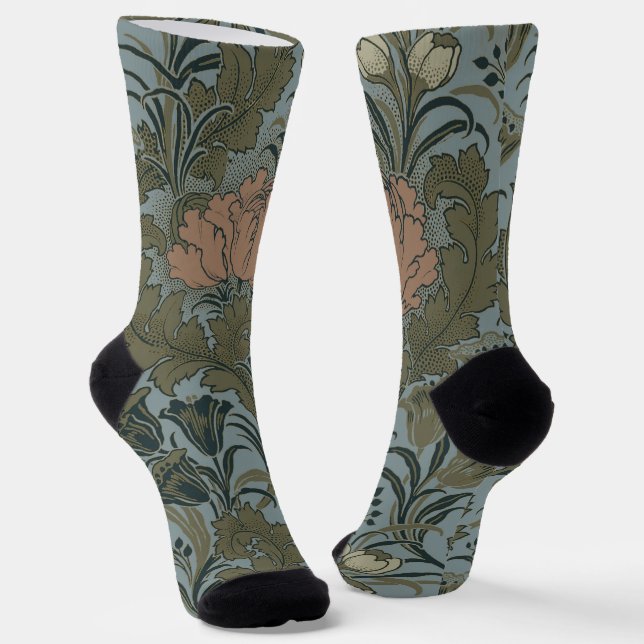 Chaussette Antique Fleur Morris Jardin Fond d'écran Floral (Angulaire)