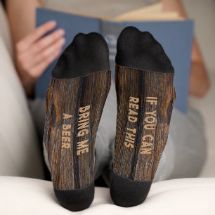 Chaussette Apportez-moi bière rustique ton bois Brown