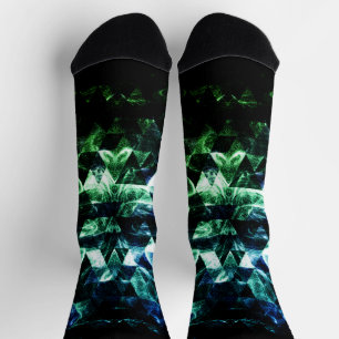 Chaussette Aqua bleu Triangle noir Géométrique Smoky Abstrait
