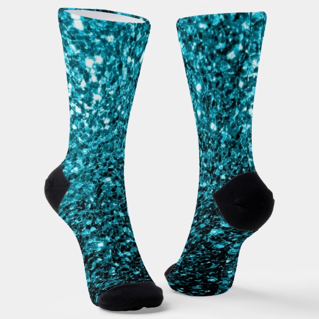 Chaussette Aqua bleu Turquoise faux parties scintillant scint (Angulaire)