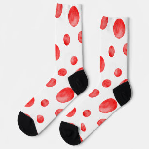 Chaussette Aquarelle adorable pois l Rouge et blanc