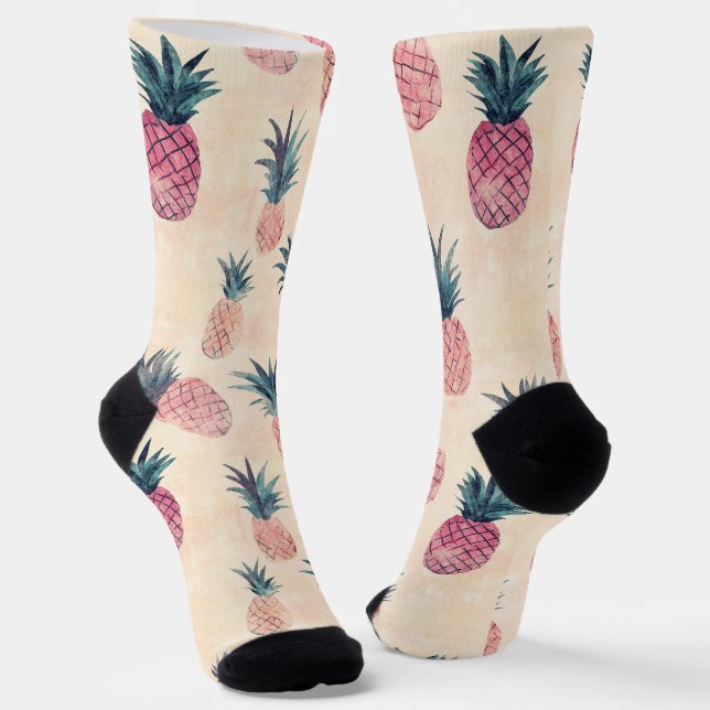 Chaussette Aquarelle amusante ananas (Angulaire)