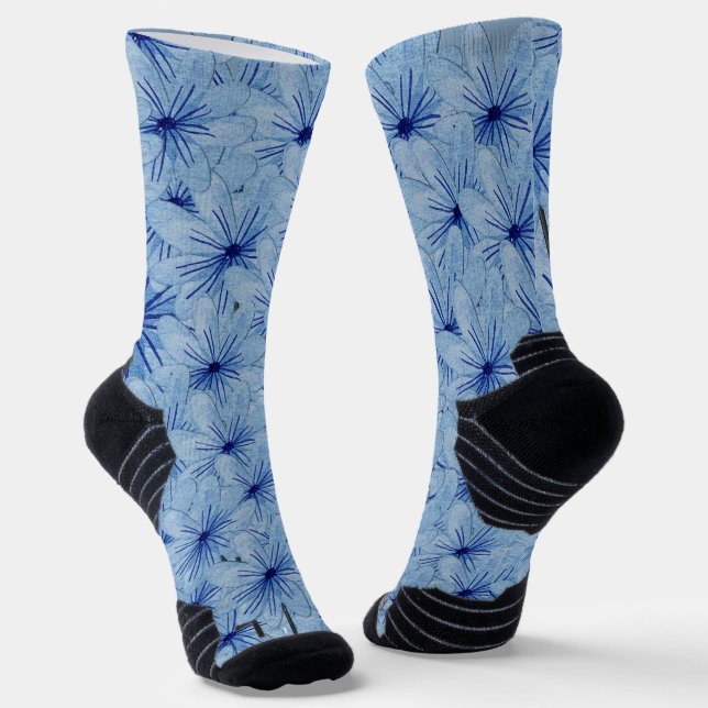 Chaussette Aquarelle Bouquet de fleurs sauvages bleues (Angulaire)