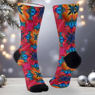 Chaussette Aquarelle colorée Joyeux Chaussettes Motifs de Noë
