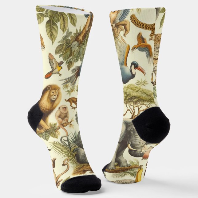 Chaussette Aquarelle de la jungle vintage (Angulaire)