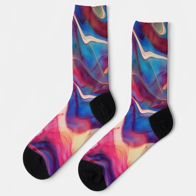 Chaussette Aquarelle de marbre Chaussettes d'art Abstraites (Gauche)