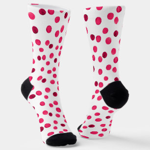 Chaussette Aquarelle rouge aquarelle pois motif