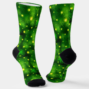 Chaussette Arbre de Noël Lumières vertes fun festif