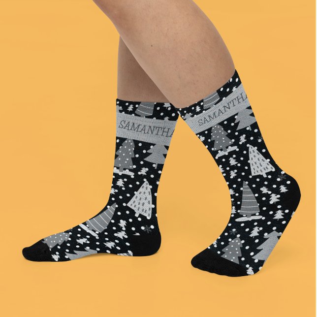 Chaussette Arbre de Noël rose personnalisé (Créateur téléchargé)