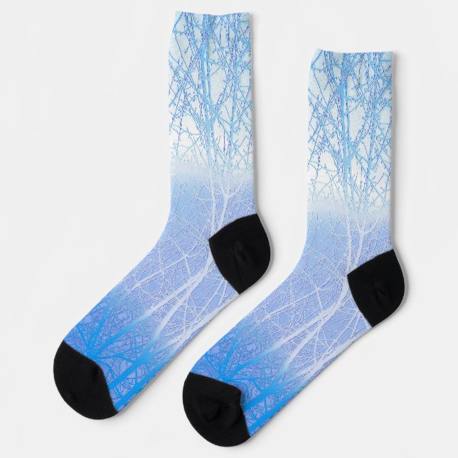 Chaussette Arbres Brumeux Givrés Bleu Bébé (Gauche)