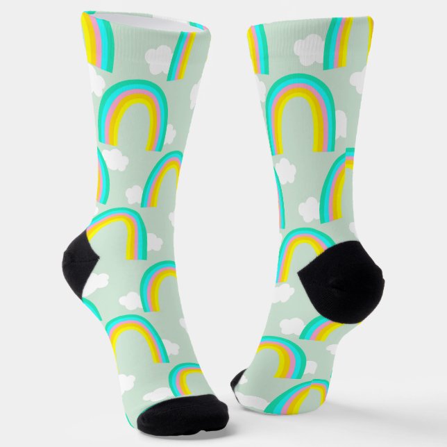 Chaussette Arc-en-ciel avec Nuage Bleu (Angulaire)