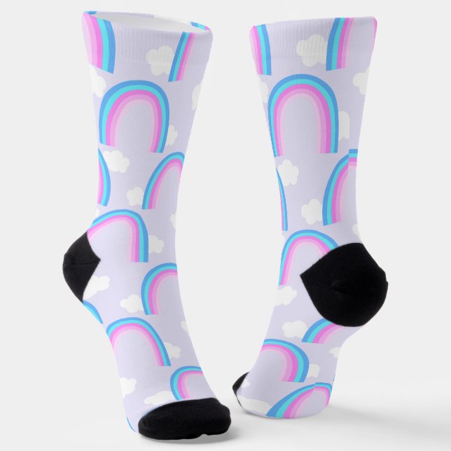 Chaussette Arc-en-ciel avec nuage lilas clair (Angulaire)