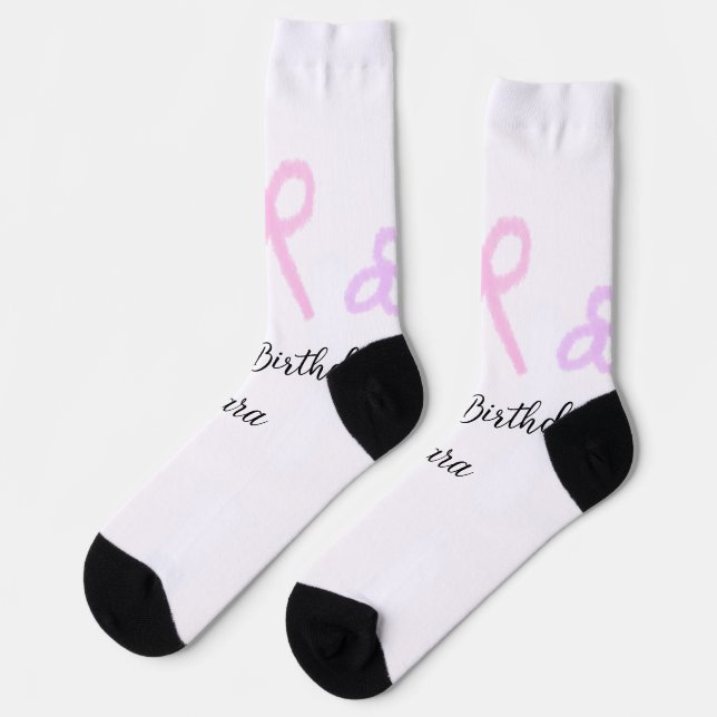 Chaussette Arc rose violet fleuri pastel heureux anniversaire (Gauche)