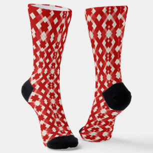 Chaussette Argyle, rouge blanc rose Saint-Valentin