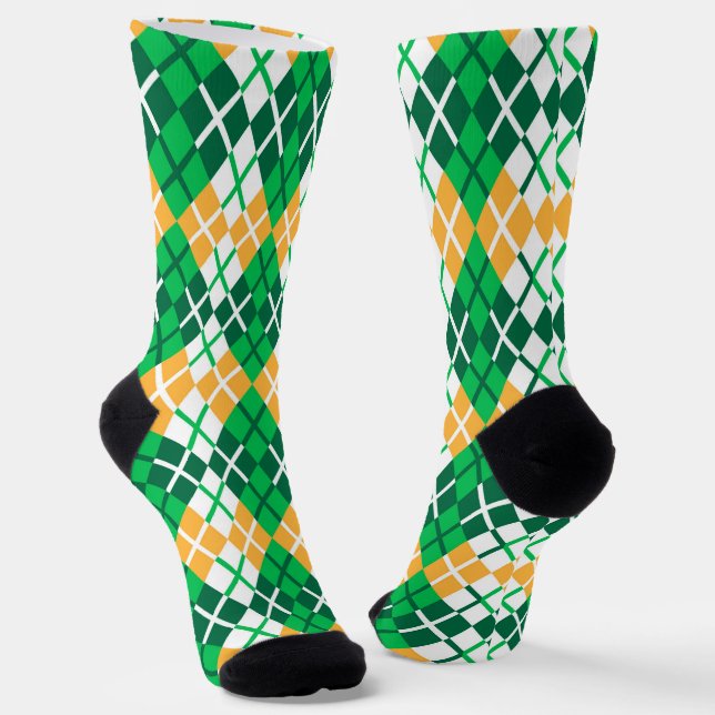 Chaussette Argyle Vert Et Jaune  (Angulaire)