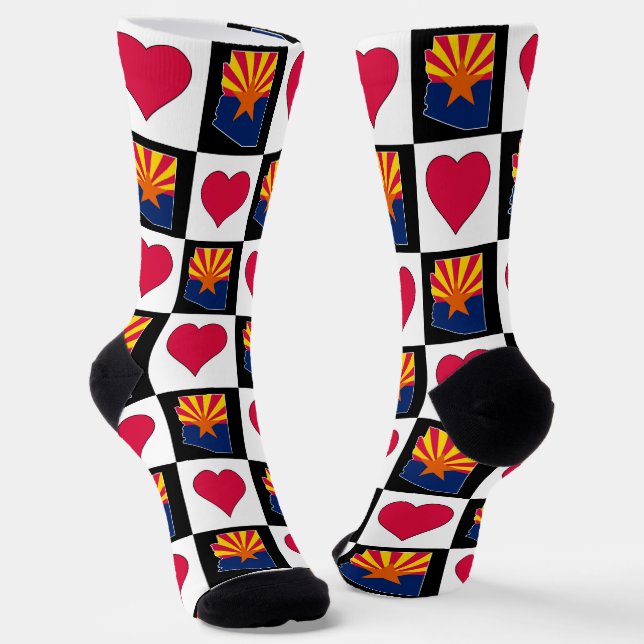 Chaussette Arizona State Flag Map Motif du coeur Fun Arizonan (Angulaire)