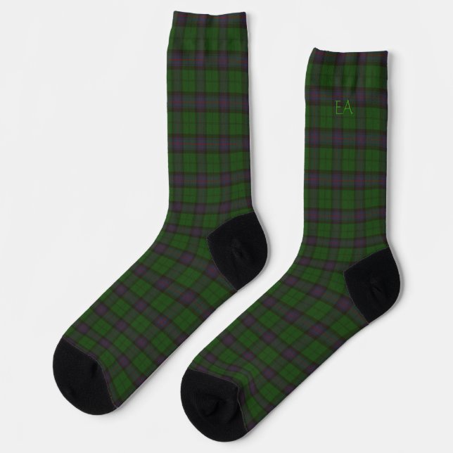 Chaussette Armstrong Official Clan Tartan avec vos initiales (Gauche)