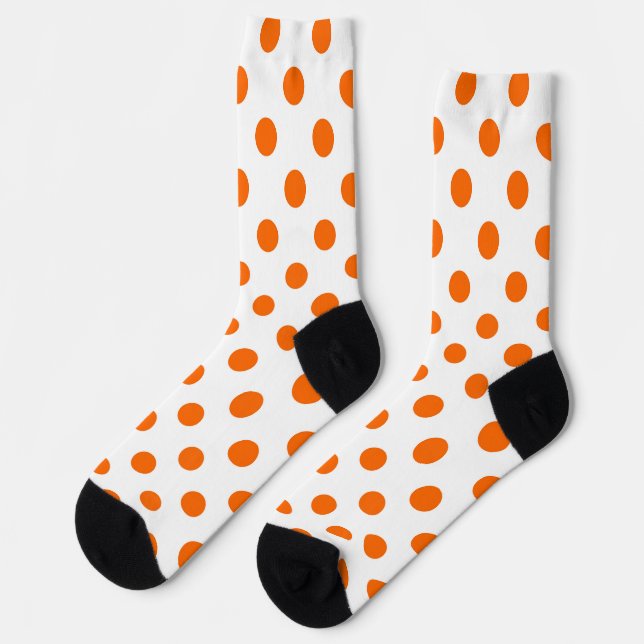 Chaussette Arrière - plan blanc Pois orange (Gauche)