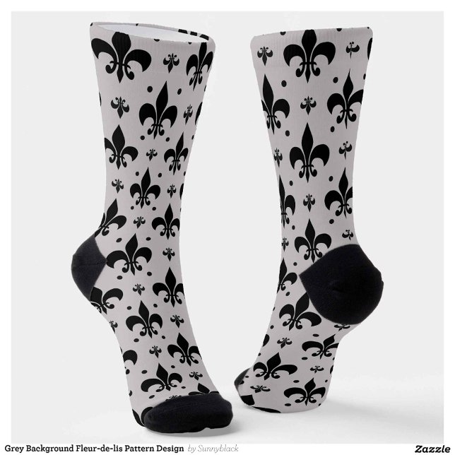 Chaussette Arrière - plan gris Fleur-de-lis Motif Design (Créateur téléchargé)