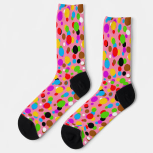 Chaussette Arrière - plan rose Pois colorés