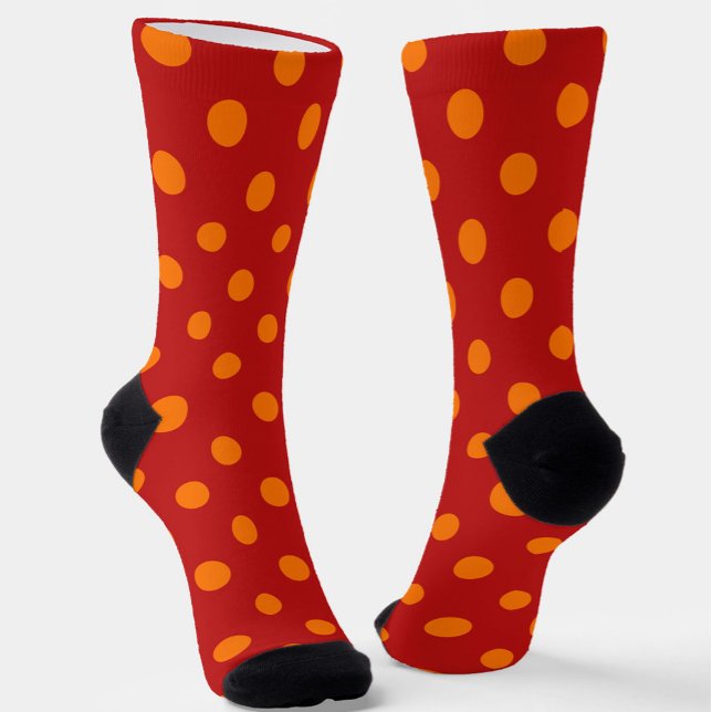 Chaussette Arrière - plan rouge Orange Pois Design (Créateur téléchargé)