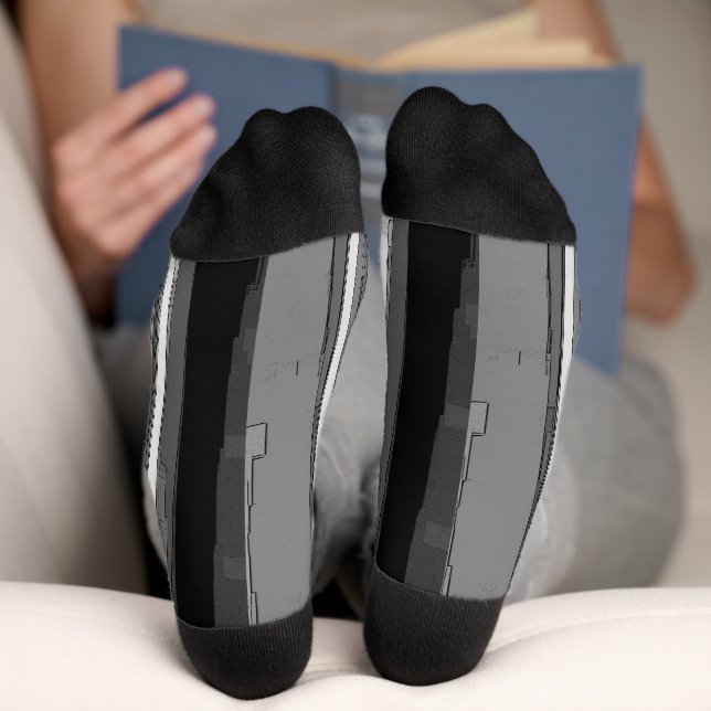 Chaussette Art abstrait en nuances de gris B&N  (Fond)