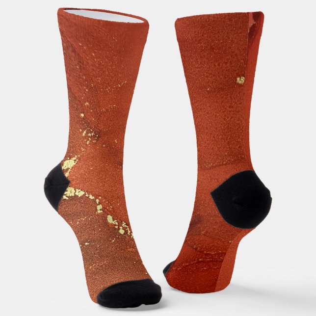 Chaussette Art abstrait liquide à l'encre alcoolique rouge et (Angulaire)