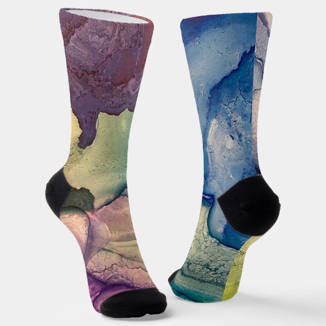 Chaussette Art abstrait liquide à l'encre alcoolique texturée (Angulaire)