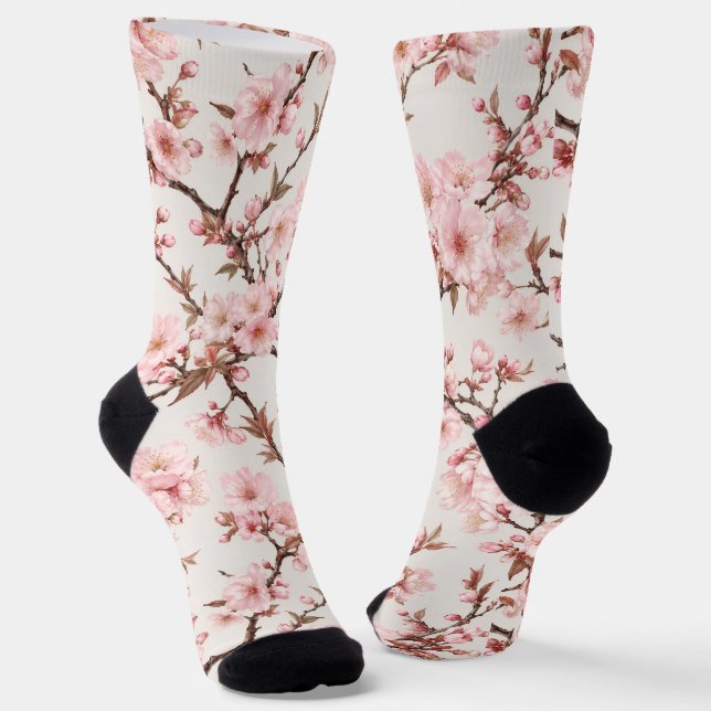 Chaussette Art botanique de cerisier en fleurs aéré (Angulaire)