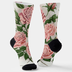 Chaussette Art botanique vintage rose rose cottagecore