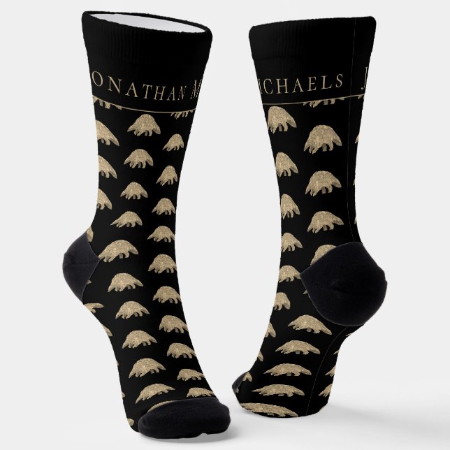 Chaussette Art d'animal de pangolin mignon personnalisé (Angulaire)