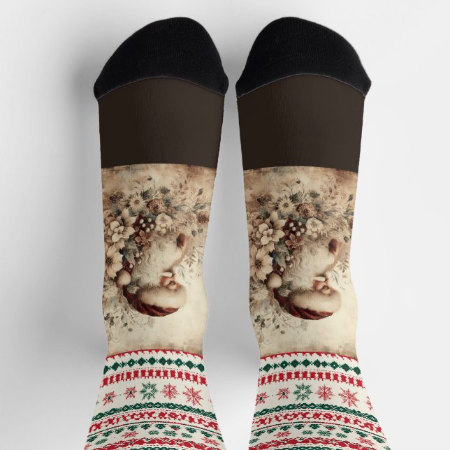 Chaussette Art de la carte de Noël victorienne (Haut)