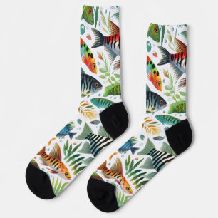 Chaussette Art de poissons sous-marins colorés