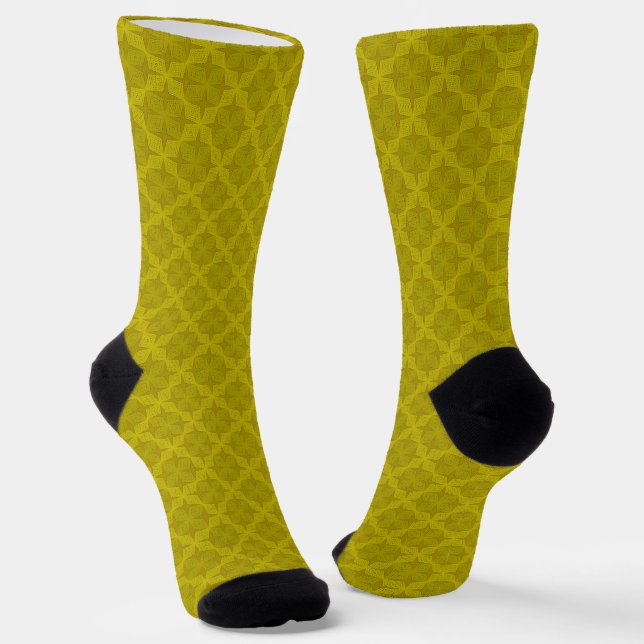 Chaussette Art déco olive verte géométrique (Angulaire)