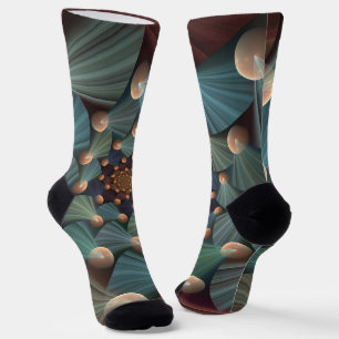 Chaussette Art Fractal Abstrait Avec Profondeur Bleu Brown Ar