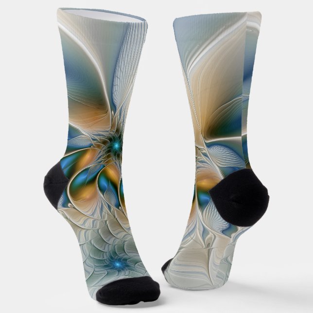 Chaussette Art fractal abstrait et aérien avec du bleu (Angulaire)