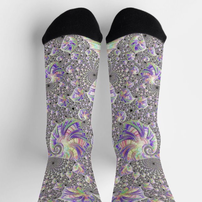 Chaussette Art fractal psychédélique funky trippy groovy (Haut)