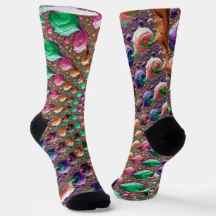 Chaussette Art fractal spirale coloré trippy groovy vibrant