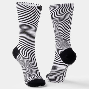 Chaussette Art Moderne Op-Art MCM Noir Blanc Rayures de Zèbre
