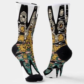 Chaussette art numérique oiseaux