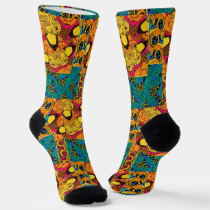 Chaussette Art papillon rose et sarcelle maximaliste vibrant