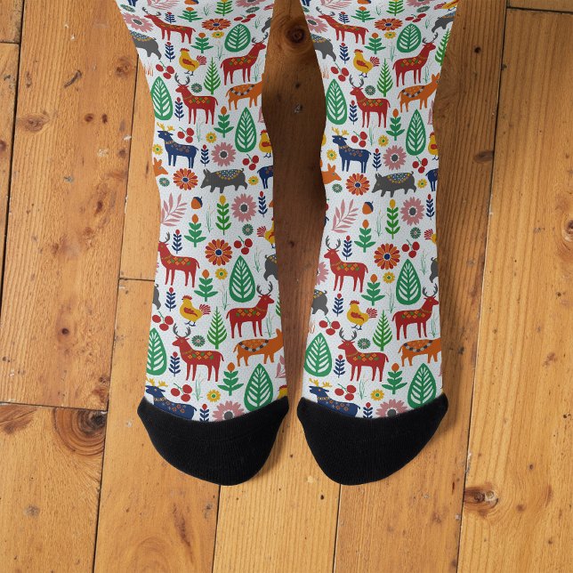 Chaussette Art populaire scandinave Boho nordique Motif moder (Créateur téléchargé)