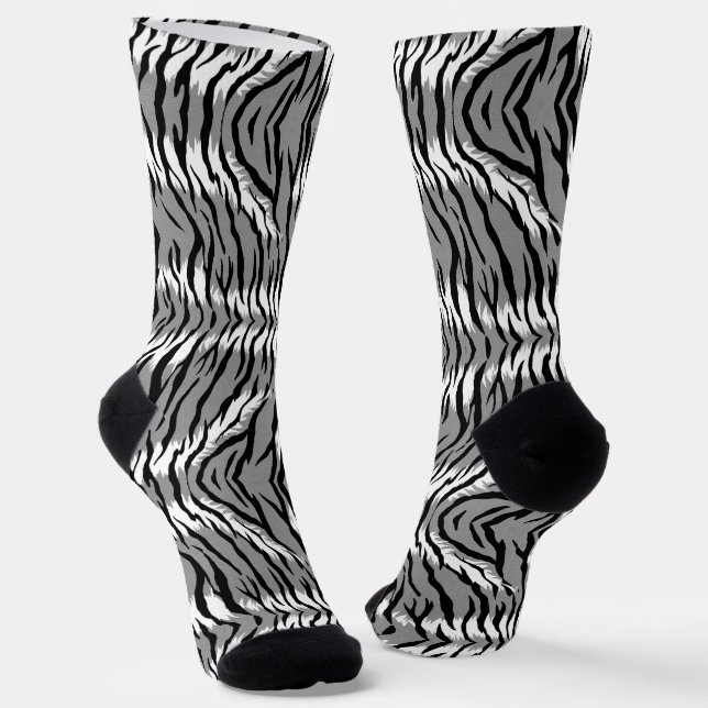 Chaussette Ash Gray Tiger Skin Pattern Design  (Angulaire)