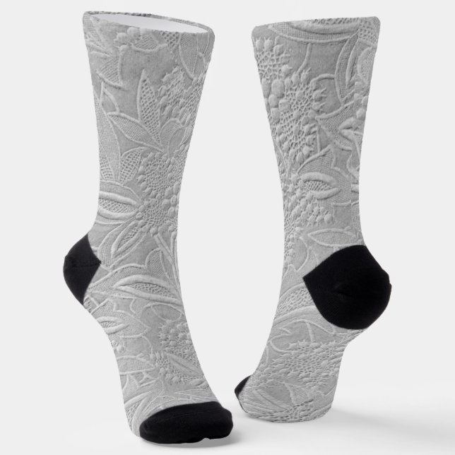 Chaussette Aspect floral embossé gris (Angulaire)