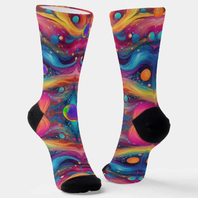 Chaussette Astrologie planète espace galaxie univers  (Angulaire)