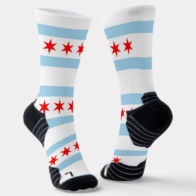 Chaussette Athletic Crew Sock avec drapeau de Chicago, États- (Angulaire)