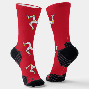 Chaussette Athletic Crew Sock avec drapeau de l'île de Man, R