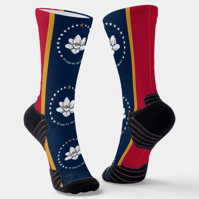 Chaussette Athletic Crew Sock with flag of Mississippi, USA (Angulaire)