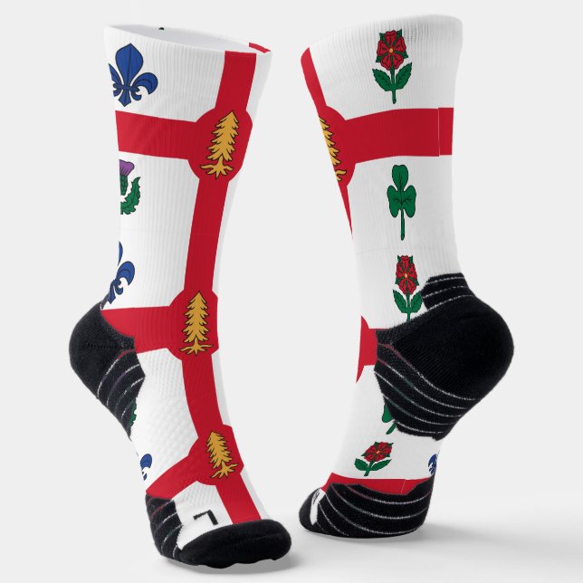 Chaussette Athletic Crew Sock with flag of Montreal, Canada (Angulaire)