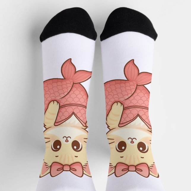 Chaussette Autocollant de chat sirène mignon (Haut)